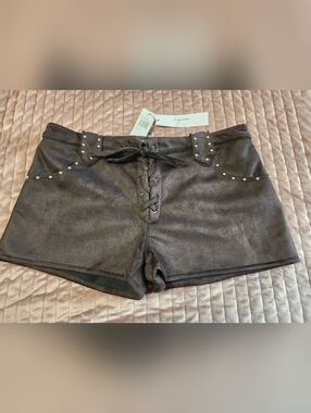 Vigoss Suede Like Lace-Up Shorts